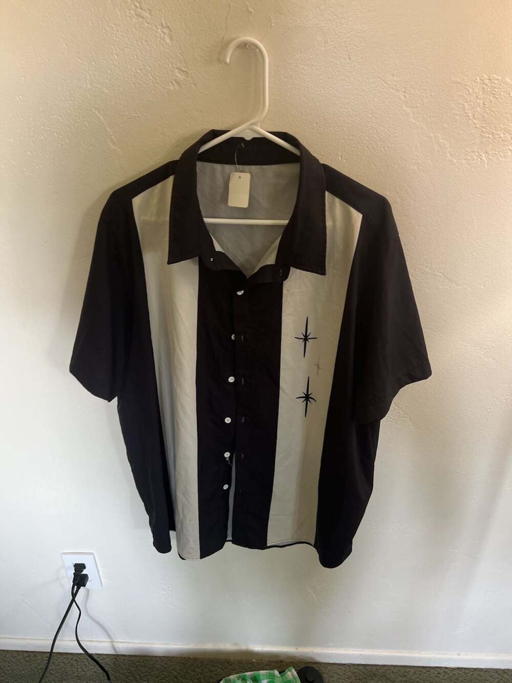 Steady Clothing Three Star Panel Bowling Shirt in Black